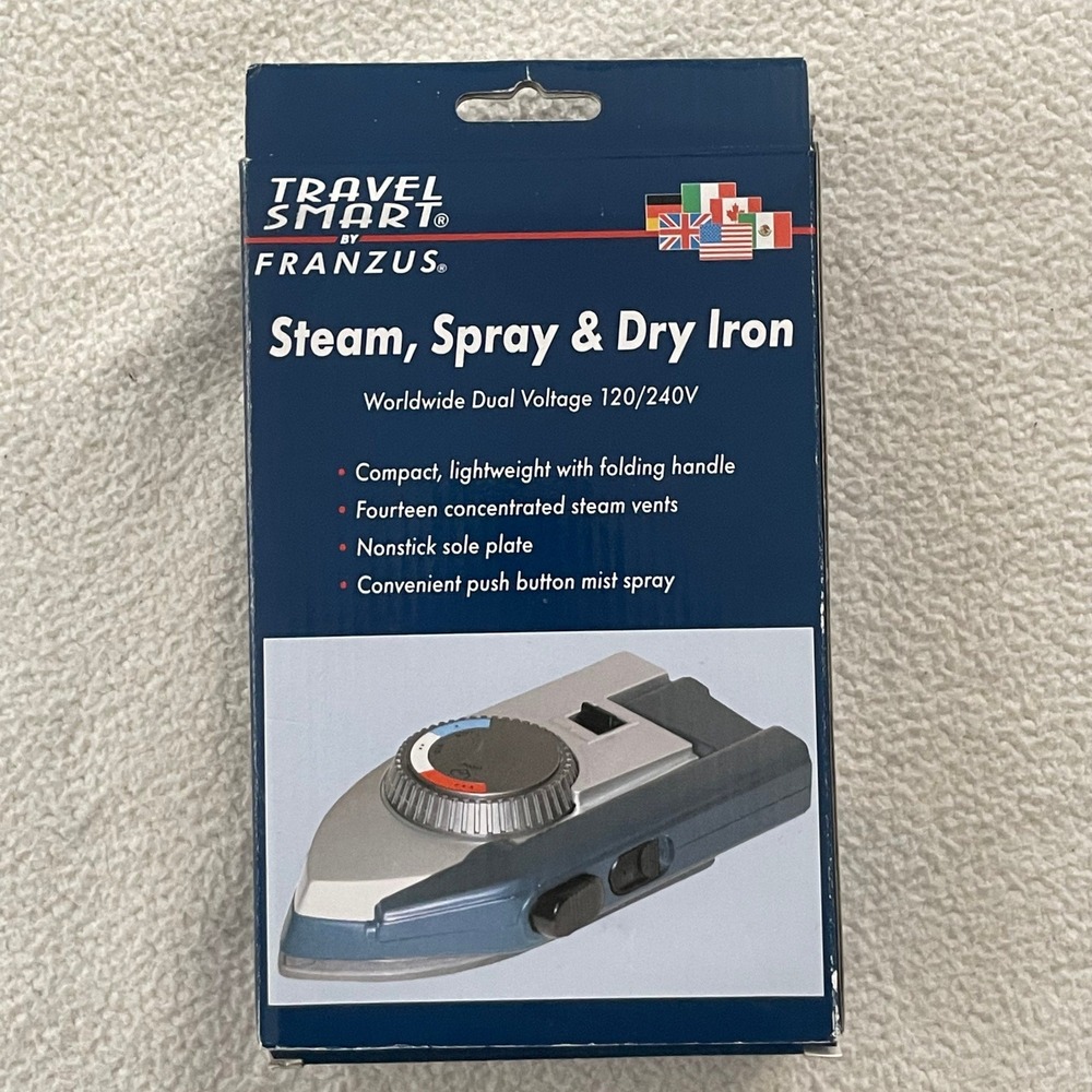 Travel Smart Unisex OS Steam Spray & Dry Iron Blue Dual Voltage TS-368SSI